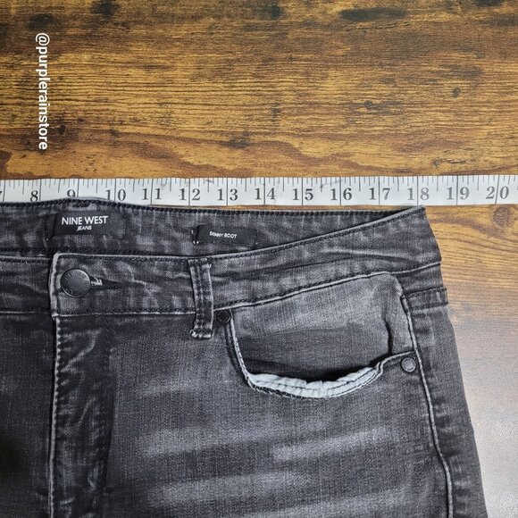 Nine West Jeans Size 16 Skinny Bootcut High Rise Tummy Control Black Wash Denim - Picture 6 of 12